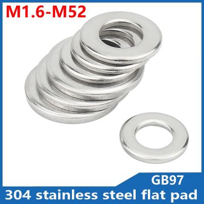 304Stainless Steel Thickened Flat Washer M1.6 M2.5 M3 M4 M5 M6 M8 M10 M12 M14 M16 M18 M20 M22 M52 DIN125 Washers Plain Gaskets Nails  Screws Fasteners