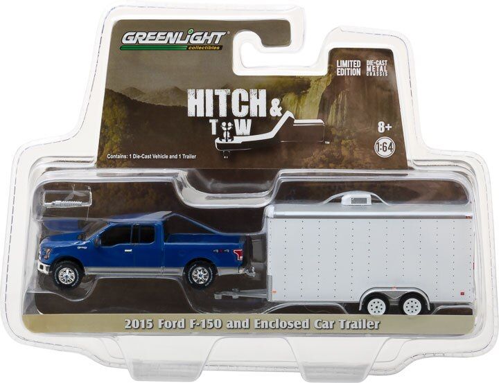 GreenLight 1:64 2015รถฟอร์ด F-150ของเล่นอัลลอยสายพ่วงปิดล้อมโมเดลรถหล่อโลหะสำหรับเป็นของขวัญสำหรับเด็กผู้ชาย