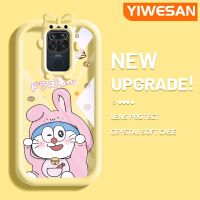 YIWESAN เคสสำหรับ Xiaomi Redmi Note 9 Redmi 10X ลายกระต่ายโดราเอมอนสีสันสดใสเคสซิลิโคนเลนส์กล้องถ่ายรูปแบบนิ่มมอนสเตอร์น้อยน่ารักเคสโปร่งใสกันกระแทกแบบใสง่าย