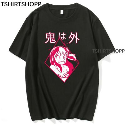Demon Out Good Luck Tshirts Cotton Tee Anime Urusei Yatsura Lamu Men Tshirts Hip Hop Tshirt Clothes