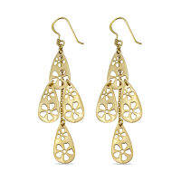 Silver thai Silver Gold Plated Flower Drops Dangle With Hook Earrings , ต่างหูเงิน 925 ลายดอกไม้ยาวชุบทอง