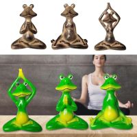 Meditation Frog Statue Funny Frog Miniature Zen Yoga Frog Figurine Resin Desktop Ornament Animal Sculpture Toad Garden Decor