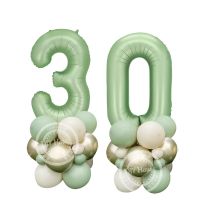 1set Avocado Green Number Balloon With Balloon Tower For 30 40 50 60 Adult Birthday Party Decoration Kids DIY Birthday Supplies Balloons