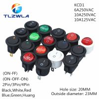 1PCS ON/OFF Round Rocker Switch LED illuminated Car Dashboard Dash Boat Van 12V 24V / 6A 250V / 10A 125V 2/3/4PIN Switch 20MM