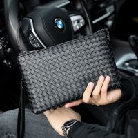 2023 New★ BV style woven clutch bag mens leather 2021 new business casual sheepskin mens handbag large capacity envelope bag