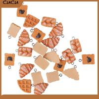 CUCU 40Pcs เรซิน เครื่องรางขนมปังฝรั่งเศส ขนาดเล็กมากๆ ครัวซองต์ จี้ห้อยคอ ขนมปังอบขนม ผสมกัน ลูกปัดห้อยระย้า จี้ห้อยคอ