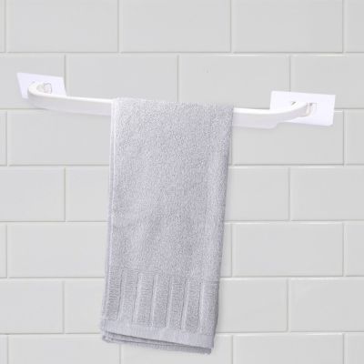 Plastic Toilet Towel Bar Shelf Adhesive Storage Rack Hanging Paper Roll Holder Bathroom Counter Storage