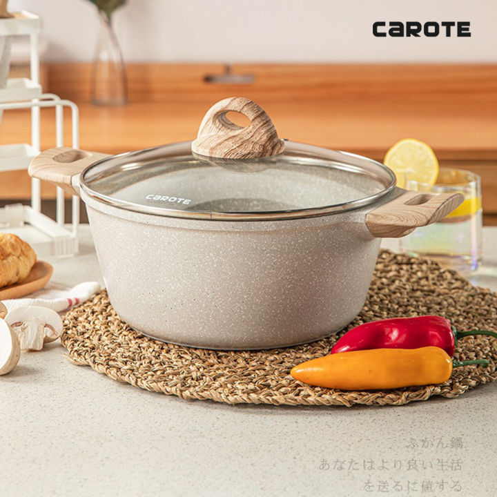 CAROTE Non Stick Dutch Oven with Lid, Nonstick Stock Pot Soup Pot, Granite  Cooki