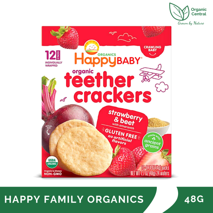 Happy Baby Organic Teethers Strawberry & Beet with Amaranth 48g Lazada PH