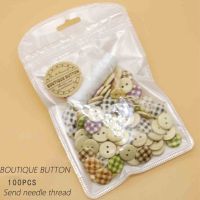 100pcs 4 Holes Mixed Color Wooden Buttons 15mm in Bulk for Environmental Sewing Wood Fasteners Scrapbooking DIY Craft