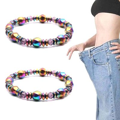 Shanglife Cool Magnetic Slimming Bracelet Beads Hematite Stone Therapy Health Care Magnet กระตุ้น Acupoint Slimming