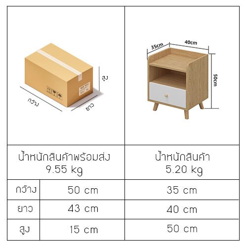 โต๊ะข้างเตียง-ตู้ข้างเตียง-ชั้นวางของข้างเตียง-โต๊ะอเนกประสงค์-มีลิ้นชัก-2-ชั้น