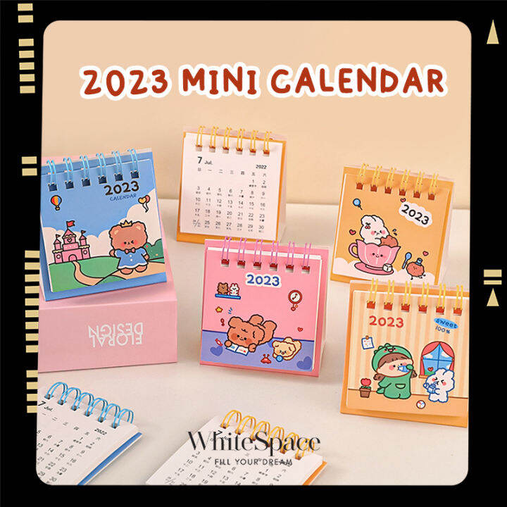 WhiteSpace 2023 / 2022 ins Cute Mini Desk Calendar Cartoon Stand Up ...