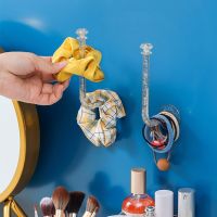 2Pcs Scrunchie Organizer Jewelry Storage Clear Glitter Wall Stand Hanging Hair Tie Holder Free Punching Key Chain Sticky Hooks Picture Hangers Hooks