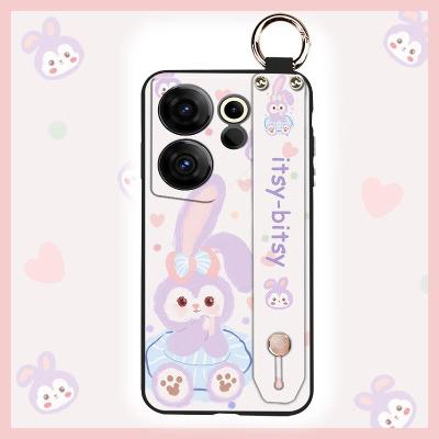 Kickstand Cartoon Phone Case For Tecno Camon20 Premier/CK9n Wrist Strap Cute Lanyard Soft case Silicone Anti-knock ring