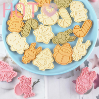 Hot? 8ชิ้น/เซ็ต DIY Cartoon biscuit แม่พิมพ์คุกกี้คริสต์มาสเครื่องตัดพลาสติก ABS แม่พิมพ์คุกกี้เครื่องมือตกแต่งเค้ก