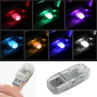 【สนุกสนาน】ไฟ LED USB ไฟเก๋งรถยนต์ขนาดเล็กโคมไฟหลากสีไฟนีออนสร้างบรรยากาศ