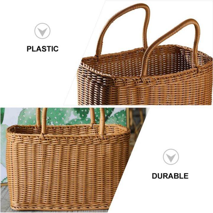 home-shopping-basket-hand-vegetable-basket-decorative-woven-basket-flower-arrangement-basket-imitating-rattan-picnic-bag