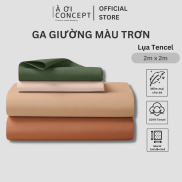 Ga Giường lụa Tencel 60s 2m x 2m màu trơn bo chun Cao Cấp À Ơi Concept