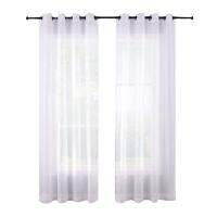 N9Sheer Curtains White Grommet Set of 2 Panels Window Sheer Semi Drapes Polyester Look Voile Curtains for Bed Room