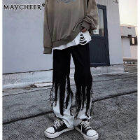 MAYCHEER  ผู้ชายคนใหม่แฟชั่นลายวรรณกรรม Ins เข้ากับทุกชุดกางเกงลำลองฮาราจูกุ