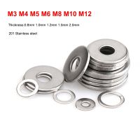 Mesin cuci datar SUS 201 baja tahan karat Gasket logam besar Meson mesin cuci polos untuk sekrup baut ketebalan 0.8mm 1.0mm 1.2mm 1.5mm