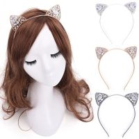 New 1pcs Silver Gold Black Cat Ears Girls Hair Hoop Crown Tiara Headband Rhinestone Hairband Hair Jewelry