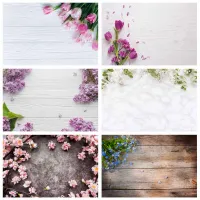 Photography Backgrounds Pink Flowers Wood Plank Birthday Banner Vinyl Backdrop Prop Custom Photo Booth for Product Dolls Subject Cleaning Tools