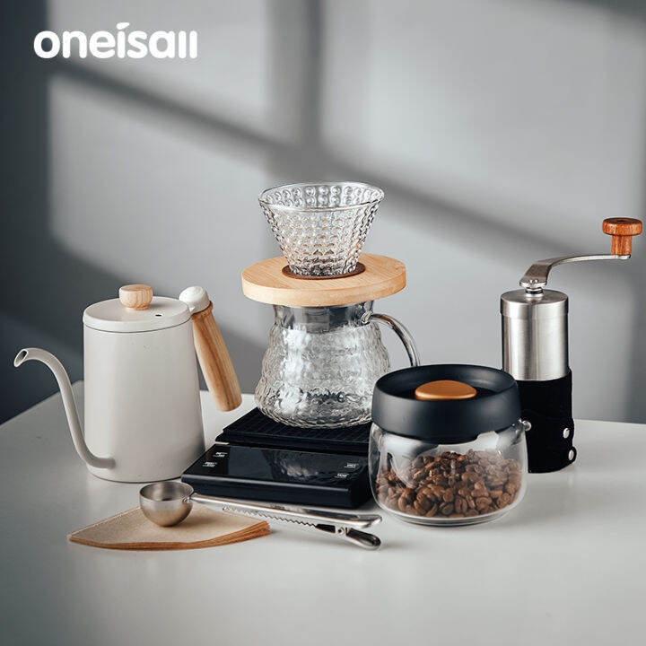 ONEISALL Coffee Maker Set With Filter Hand Grinder Coffee Dripper Hand