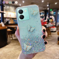 KOSLAM พลอยเทียมประกายผีเสื้อ Y36เคสสำหรับ VIVO โทรศัพท์4G 5G Y33T 2023ใหม่เคสไอโฟนใส่คลังสินค้าพร้อมปลอกโทรศัพท์มือถือ