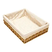 Storage Basket Rattan Snack Key Storage Box Cloth Debris Storage Box Desktop, Khaki, Large