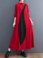 XITAO Dress Casual Patchwork Long Sleeve Dress