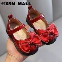 XSM MALL สไตล์กุทัณฑ์สาวหนังรองเท้าแบนนุ่มแต่เพียงผู้เดียวทุกการแข่งขัน Velcro เจ้าหญิงเด็กรองเท้าสำหรับงานแต่งงาน2-8ปีป้องกันการลื่น T22N07CC-114