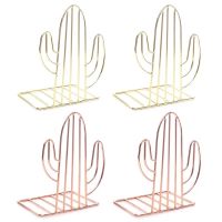 2PCS/Pair for Creative Cactus Shaped Metal Bookends Book Support Stand Desk Orga