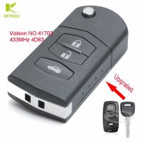 KEYECU Replacement Upgraded Flip Remote Car Key Fob 3 Button 433MHz 4D63 for Mazda MX5 MK2.5 2000-2005 Visteon Model NO.41703