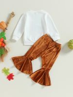 Adorable 2-Piece Fall Ensemble for Baby Girls Long Sleeve Top with Pumpkin Print and Soft Velvet Pants for Newborns Infants  by Hs2023