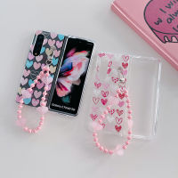 สร้อยข้อมือเพ้นท์ความรักน่ารักโปร่งใสสำหรับ Samsung Galaxy Z Fold 4 3เคสสำหรับ Samsung Fold3 ZFold4กันกระแทกฝาครอบฮาร์ดดิสก์ PC