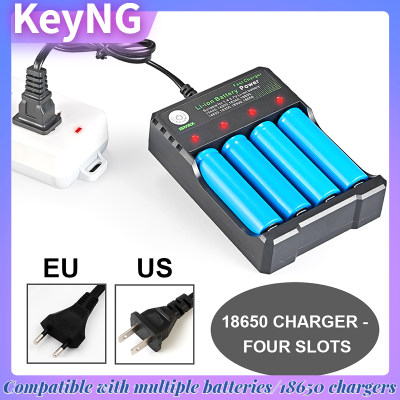 KeyNG 18650เครื่องชาร์จแบตเตอรี่แบตเตอรี่4ช่อง4.2โวลต์สำหรับชาร์จไฟได้3.7โวลต์ Li-Ion 18650สีแดง/เขียวจอแสงแสดงภาพแบตเตอรี่ Usb 26650แบตเตอรี่พร้อมที่ชาร์จ18650พาวเวอร์แบงค์พาวเวอร์แบงค์ DIY 18650