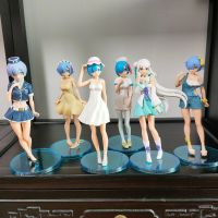 NGDUNKEN ของขวัญวันเกิด6ชิ้น/เซ็ต PVC 17ซม. หุ่นของเล่นของเล่นโมเดล Rem ภาพอนิเมะรูปชุดว่ายน้ำสีแดงร่าง Rem ตุ๊กตาขยับแขนขาได้ Re: ชีวิตในโลกที่แตกต่างจากศูนย์