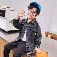 利Boys denim jacket Autumn and winter 2022 New westernized casual jacket for middle-aged and older children Handsome childrens clothes Korean fashion