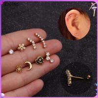 CHANG 1ชิ้นเครื่องประดับเงิน/ทอง Cz เพทายเกลียว Tragus กระดุมสแตนเลสต่างหูเจาะสตั๊ดกระดูกอ่อนหู