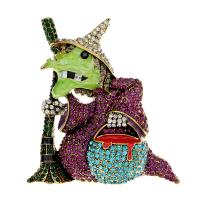 【HOT】﹊✉ CINDY XIANG Rhinestone Large Witch Brooch Horrible Cartoon Design Pin Enamel Figure Jewelry