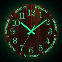 Hot Luminous Wall Clock 12 Inch Wooden Silent Non-Ticking Kitchen Wall Clocks With Night Lights For IndoorOutdoor Living Room