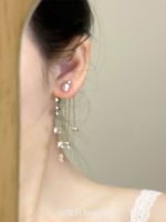 Vivienne Westwood  Starlight Swinging  French pearl zircon tassel earrings are high-end light and luxurious back-hanging stud earrings and elegant earrings