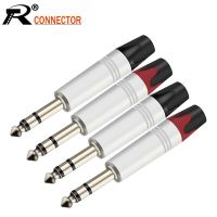 2PCS Stereo 6.35MM Jack 3 Poles 1/4 Inch Male Plug Solde Wire Connector Aluminum Tube Audio Microphone Plug