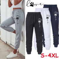 ผู้หญิง Cat Paw พิมพ์ Sweatpants ผ้าฝ้ายคุณภาพสูงยาวกางเกง Jogger กางเกงกลางแจ้ง Casual ฟิตเนสกางเกงวิ่ง...