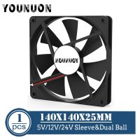 YOUNUON 140X140x25mm USB แบบ2ขา DC 140มม. 5V 12V 24V 2ขาเคสไร้แปรงถ่านพัดลมทำความเย็น14025 14ซม. CPU ตู้เก็บความเย็นพัดลม