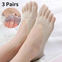 3 Pairs Women Five Toes Breathable Socks Velvet Ultrathin Five-finger Invisible Anti-skid Anti-friction Boat Sock Ankle Socks