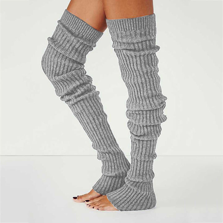 ฤดูหนาวยาวอุ่นขาที่อบอุ่นถักเข่าสูงถุงเท้าสาวบูต-t-opper-ถุงเท้าผอมถุงน่องถักโครเชต์ถุงเท้ายาว