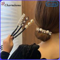 CHARMHOME เครื่องทำขนมปังผมเปลือกไข่มุกซาลาเปาทำจากแป้งโดนัทแวววาวมวยผมแบบฝรั่งเศสเครื่องประดับผม